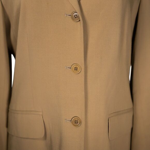 Ralph Lauren Women's Blazer Beige Wool Blend Stretch Work Career Suit Jacket 12 - Picture 4 of 10
